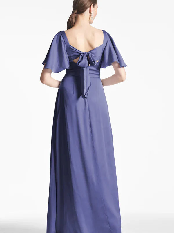 Abiti da madre della sposa a trapezio/principessa, con scollo quadrato e maniche corte